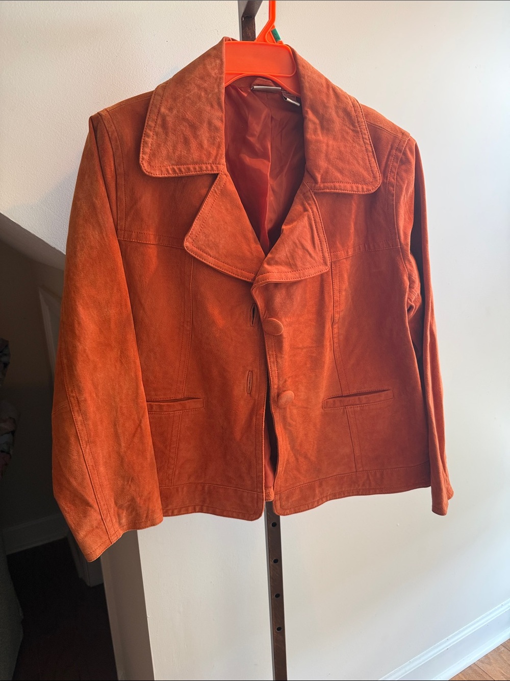 Chico's Rust Orange Suede Button Jacket